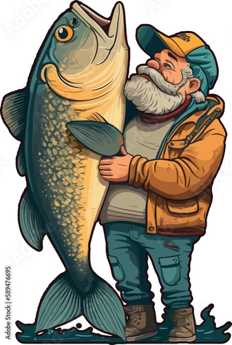 Happy fisherman with a big fish