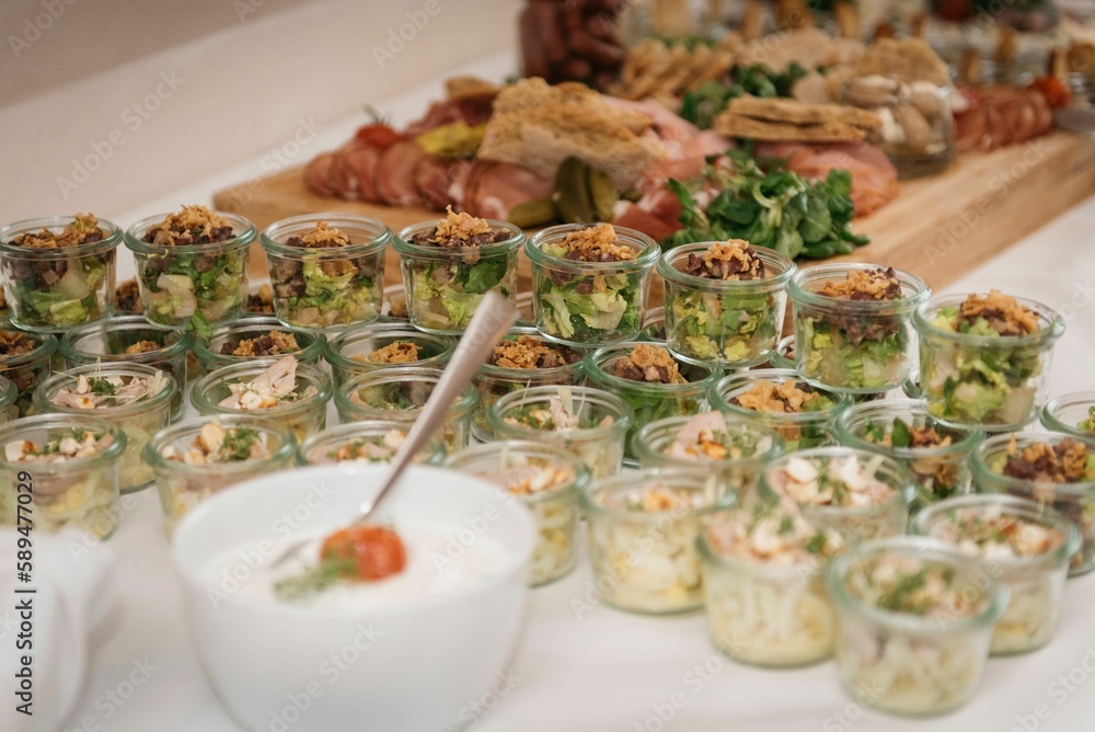 Set of appetizers on an event table