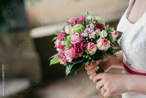 Bride holding her beautiful bouquet
