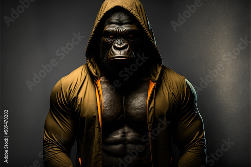 Fototapeta An image of a fitness gorilla adorned in athletic attire