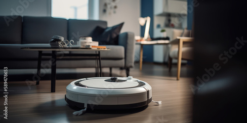 Effortlessly clean your living room with our state-of-the-art vacuum robot machine. Generative AI