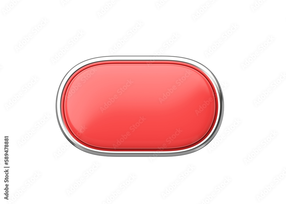 3d render long button - glossy web element, rectangular shiny label with chrome and clean click symbol 3d render long button - glossy web element, rectangular shiny label with chrome and clean click symbol