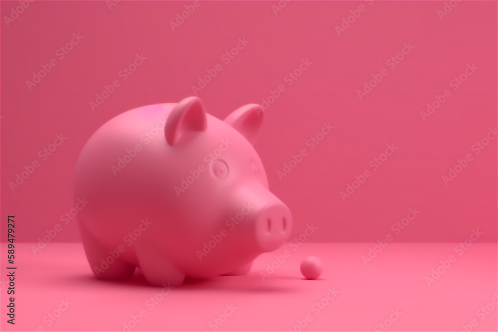 A pink piggy bank sitting in monochrome pink backdrop. concept of financial responsibility, saving money, and tax preparation.generative ai A pink piggy bank sitting in monochrome pink backdrop. concept of financial responsibility, saving money, and tax preparation.generative ai