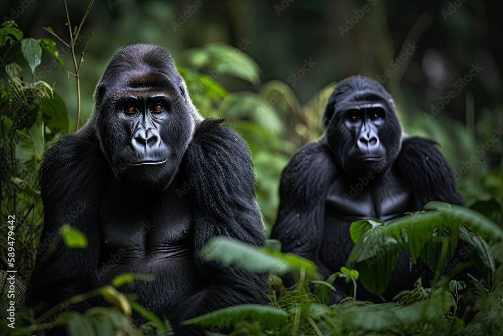 gorillas in the jungle