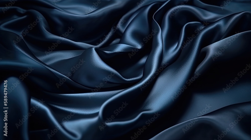 Abstract dark blue background. Silk satin. Navy blue color. Elegant background with space for design. Soft wavy folds Abstract dark blue background. Silk satin. Navy blue color. Elegant background with space for design. Soft wavy folds