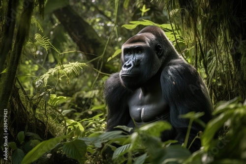 gorilla in the jungle