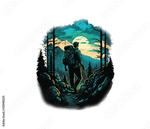 Hiking t shirt design for hiking lover