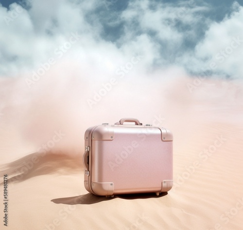 suitcase in desert