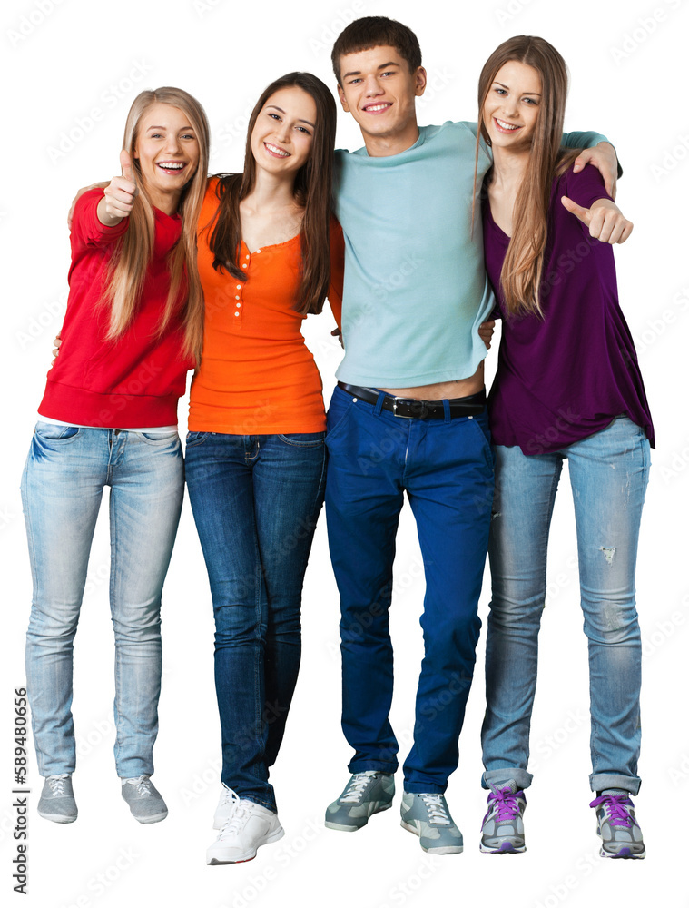 Obraz premium Group of students with books isolated over a white background
