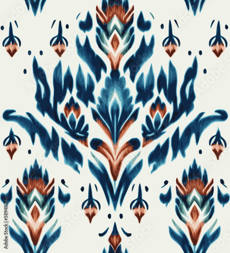 Ikat border geometric ethnic oriental pattern traditional on black background.folklore tribal vector illustration.Aztec style beautiful embroidery.ancient art of arabesque,kente cloth,interior,carpet.