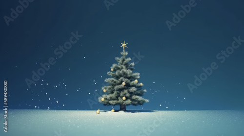 Christmas tree background. Illustration AI Generative. © olegganko