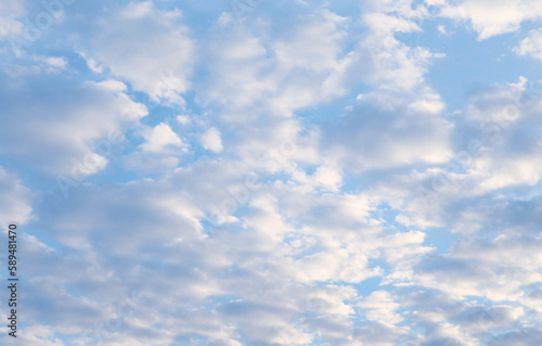 Amazing Altocumulus Clouds Lined Up on Sunny Sky