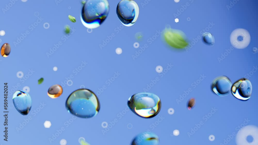 watter drops floating 4k loop