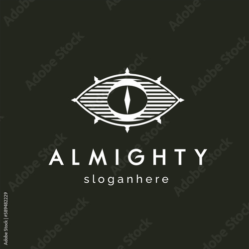 Bilde på lerret almighty eye logo icon vector illustration with arrows in all directions