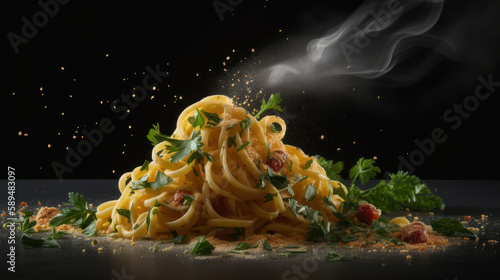 Hot pasta. Illustration AI Generative.