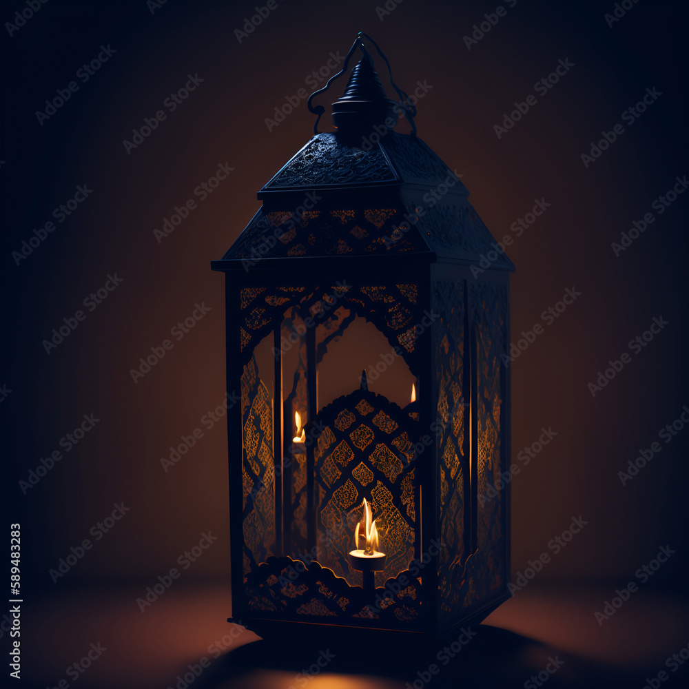 A lantern with a candle in the middle of it with create generative AI technology A lantern with a candle in the middle of it with create generative AI technology