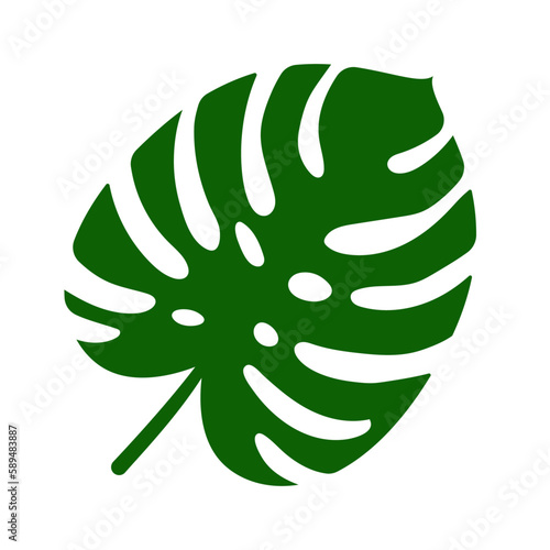 monstera leaf tropical palm leaves flat vector illustration logo icon clipart