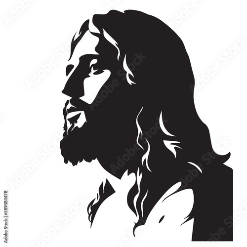 Jesus Christ. Vector illustration. Silhouette svg of Jesus  laser cutting cnc.