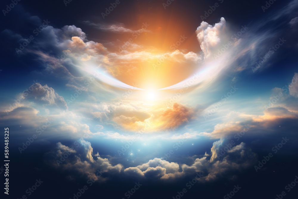 God light in heaven visualization. Generative AI - obrazy, fototapety, plakaty 