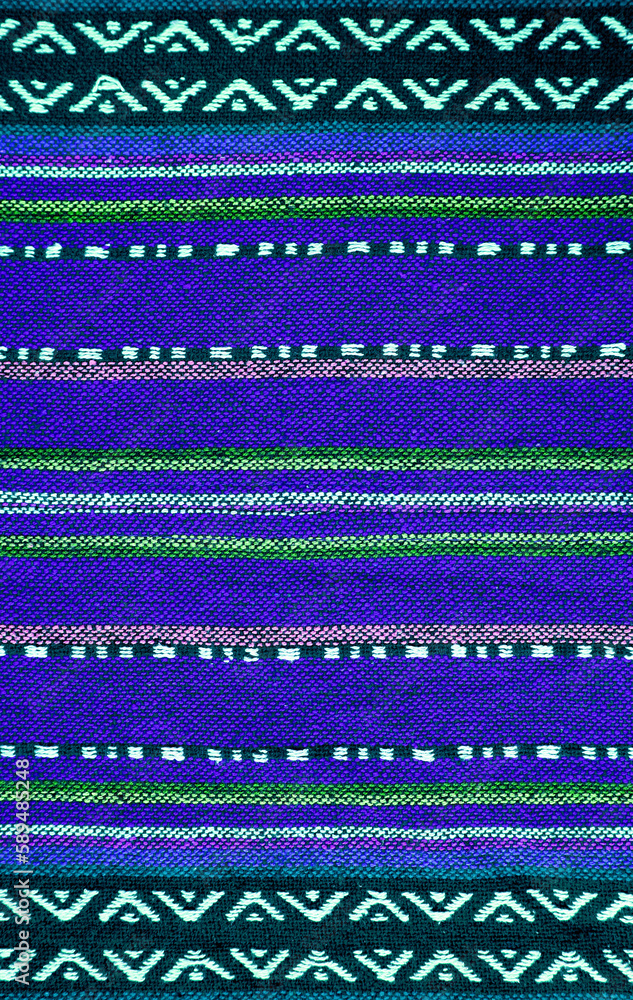 Front View of Pattern and Texture of Thai Northern Region's Blue Tone Textile Front View of Pattern and Texture of Thai Northern Region's Blue Tone Textile