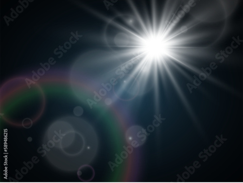 Bright beautiful star.Illustration of a light effect on a transparent background. 