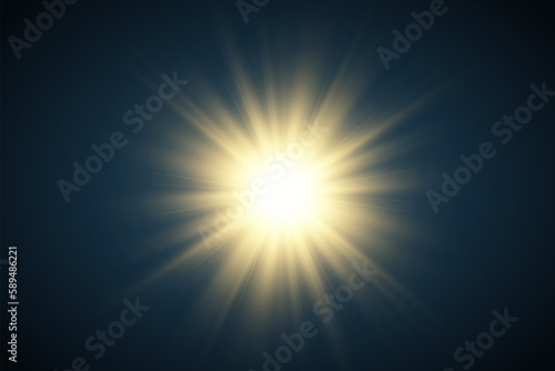 Bright beautiful star.Illustration of a light effect on a transparent background. 