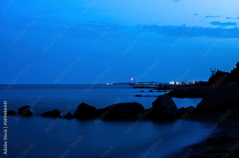 night view of beach at seaside resort