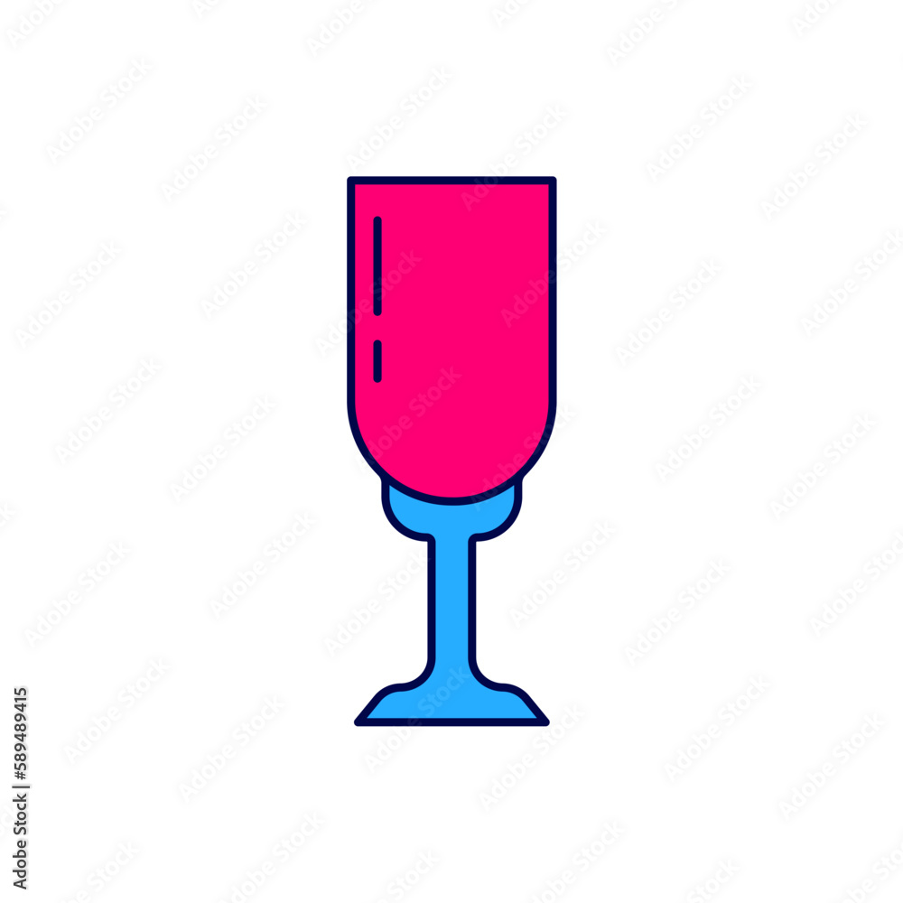 Filled outline Glass of champagne icon isolated on white background. Vector Filled outline Glass of champagne icon isolated on white background. Vector