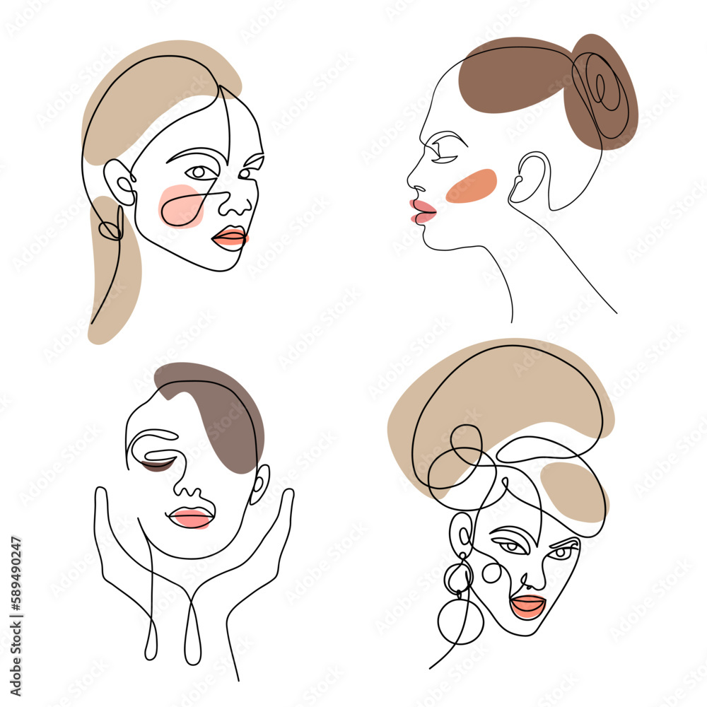 Abstract poster with minimal woman face. vector Abstract poster with minimal woman face. vector
