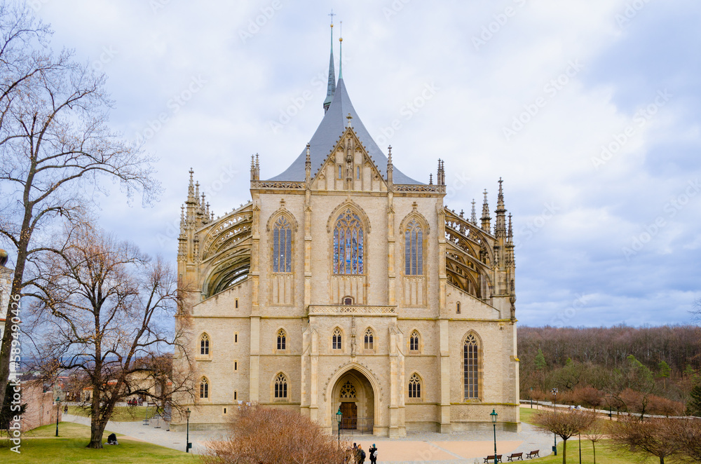 Christian Catholic Cathedral of St. Barbara in Kutna Hora in early spring