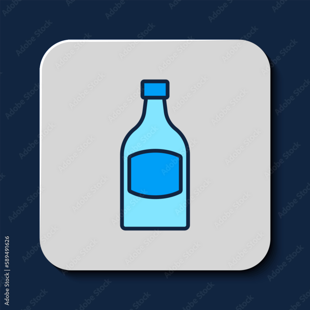 Filled outline Beer bottle icon isolated on blue background. Vector Filled outline Beer bottle icon isolated on blue background. Vector