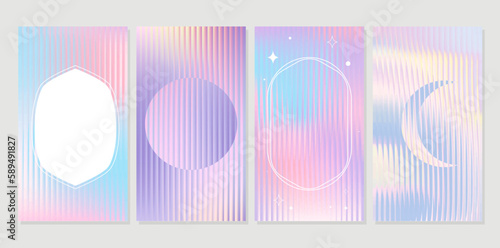 Fluid gradient background vector. Cute and minimalist style posters, Photo frame cover with pastel colorful geometric shapes and liquid color. Modern wallpaper design for social media, idol poster.