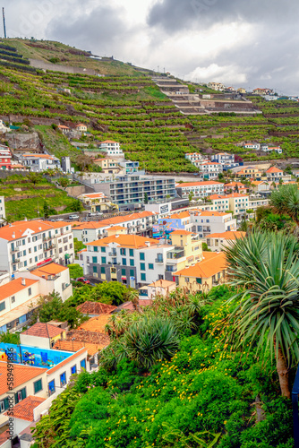 view of Camara de lobos city center, Madeira, Portugal on sunny winter day in february © jan_S