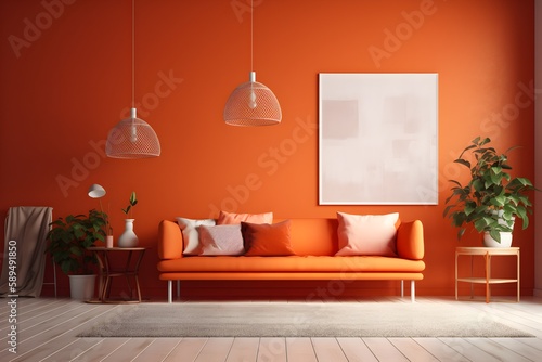 Obraz na płótnie Monochrome Modern Living Room with Stylish Design Aesthetic, Photograph, AI Generated w salonie