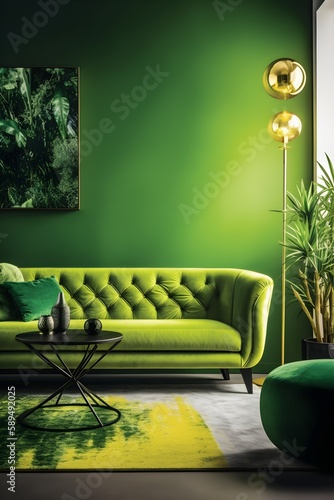 Monochrome Modern Living Room with Stylish Design Aesthetic, Photograph, AI Generated
