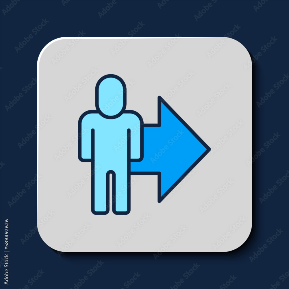 Filled outline Leader of a team of executives icon isolated on blue background. Vector Filled outline Leader of a team of executives icon isolated on blue background. Vector
