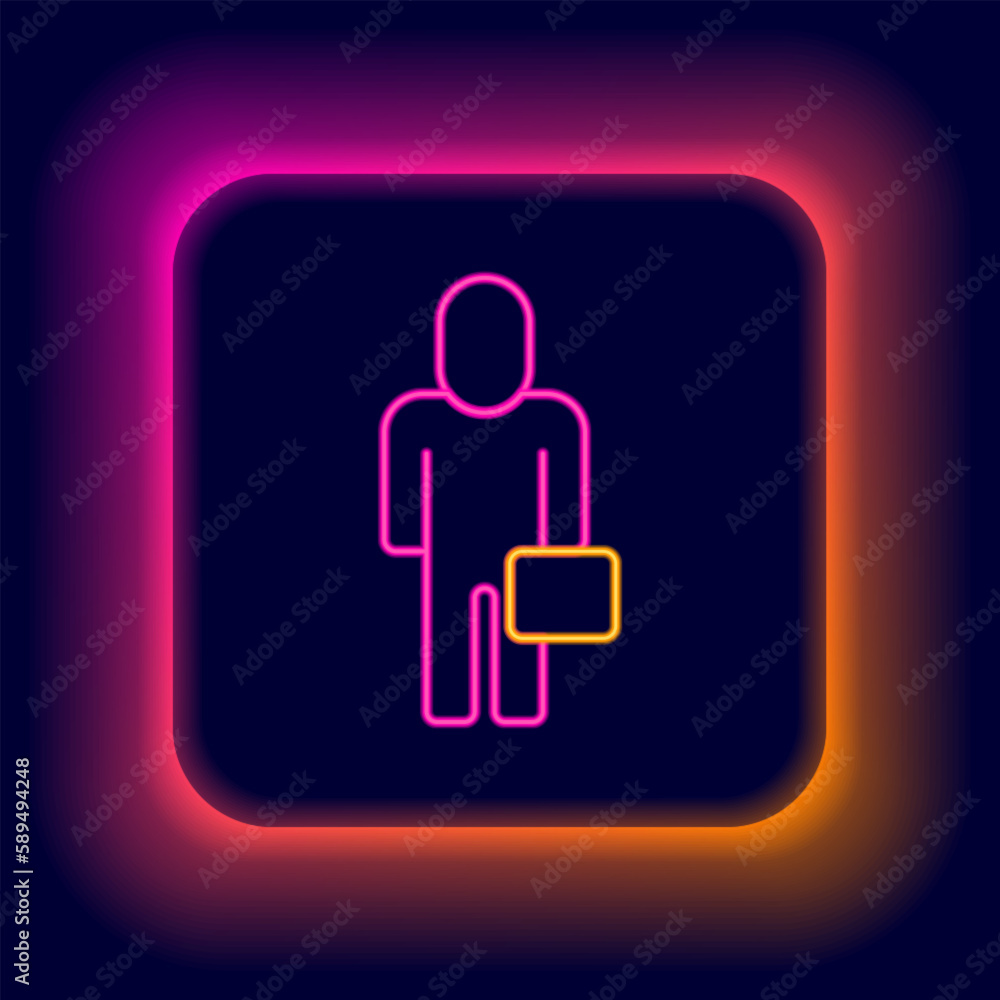 Glowing neon line Businessman icon isolated on black background. Business avatar symbol user profile icon. Male user sign. Colorful outline concept. Vector Glowing neon line Businessman icon isolated on black background. Business avatar symbol user profile icon. Male user sign. Colorful outline concept. Vector