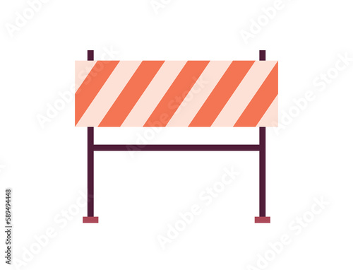 Engineering tools symbols and barrier, warning sign variety material concept copy space flat illustration. 