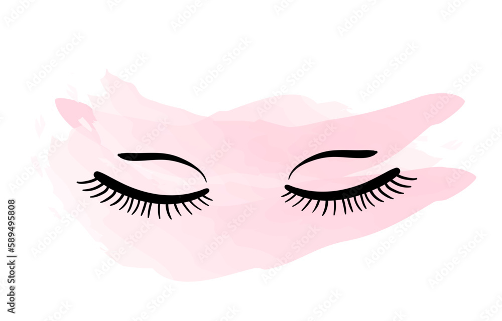 Obraz premium Closed eyes with eyelashes. eyelash extension