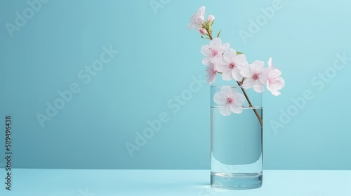 Sakura flower in vase. Illustration AI Generative