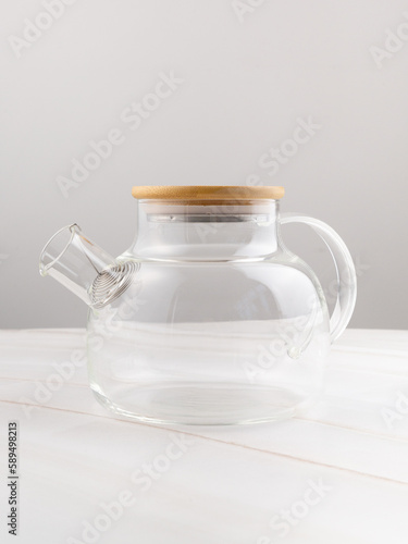 empty glass jar on wooden table