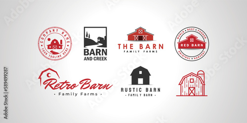 Obraz na płótnie set bundle of barn barn house water warehouse factory storage farm house farmlan