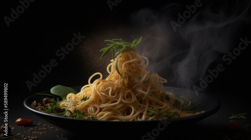 Hot pasta. Illustration AI Generative.