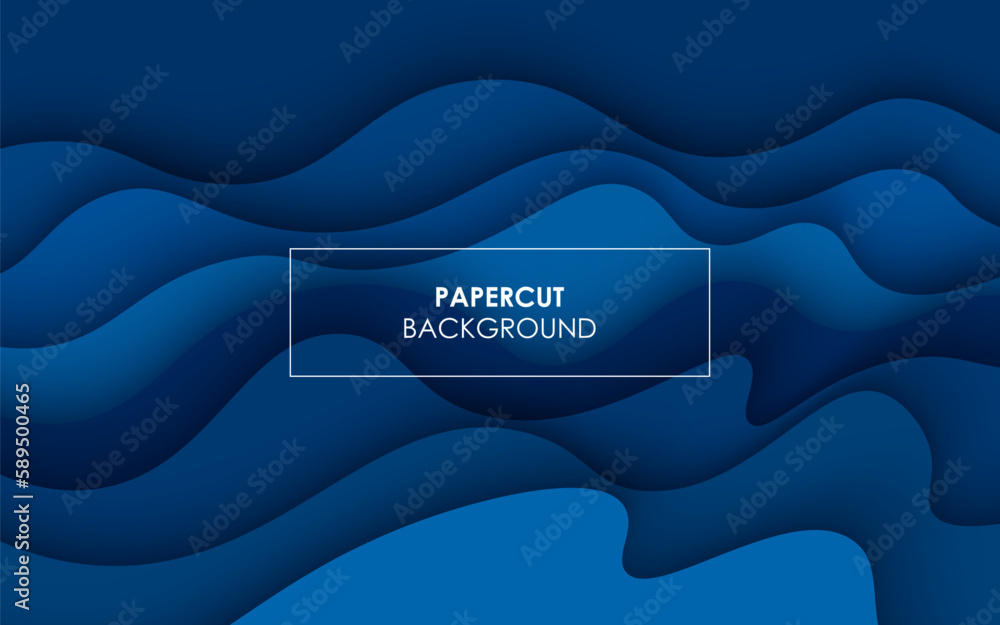 Multi layers blue texture 3D papercut layers in gradient vector banner ...