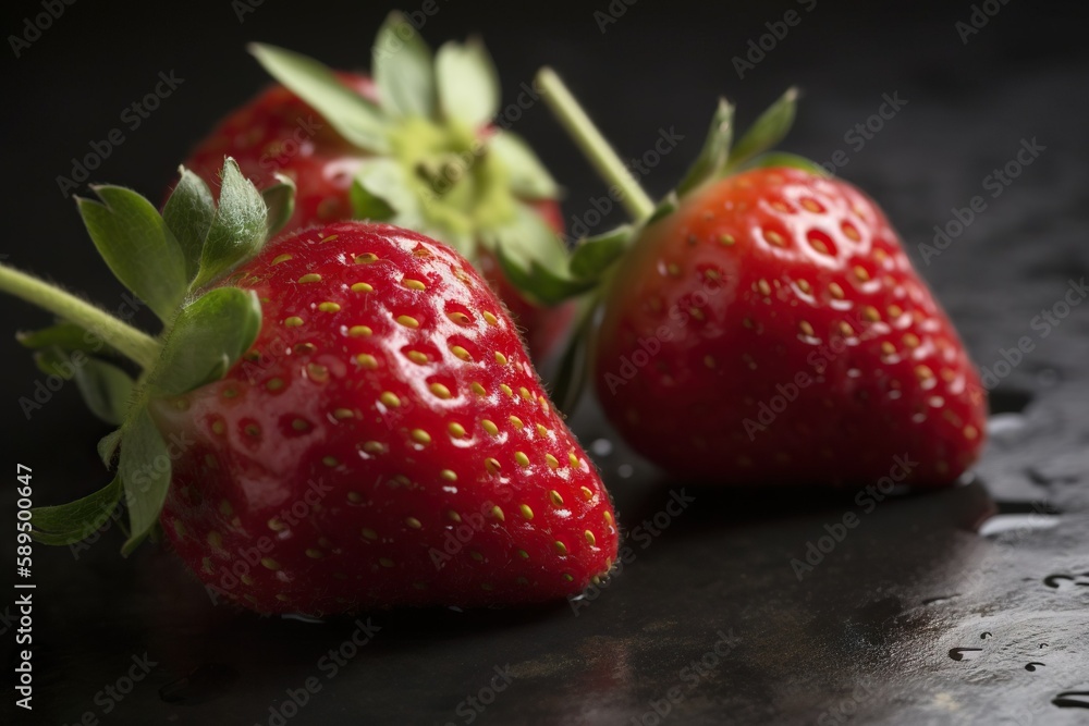 A Close-up of Glossy Strawberries in Soft Natural Light A Close-up of Glossy Strawberries in Soft Natural Light