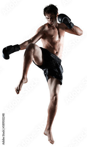 Portrait of a handsome man boxing isolated on  background