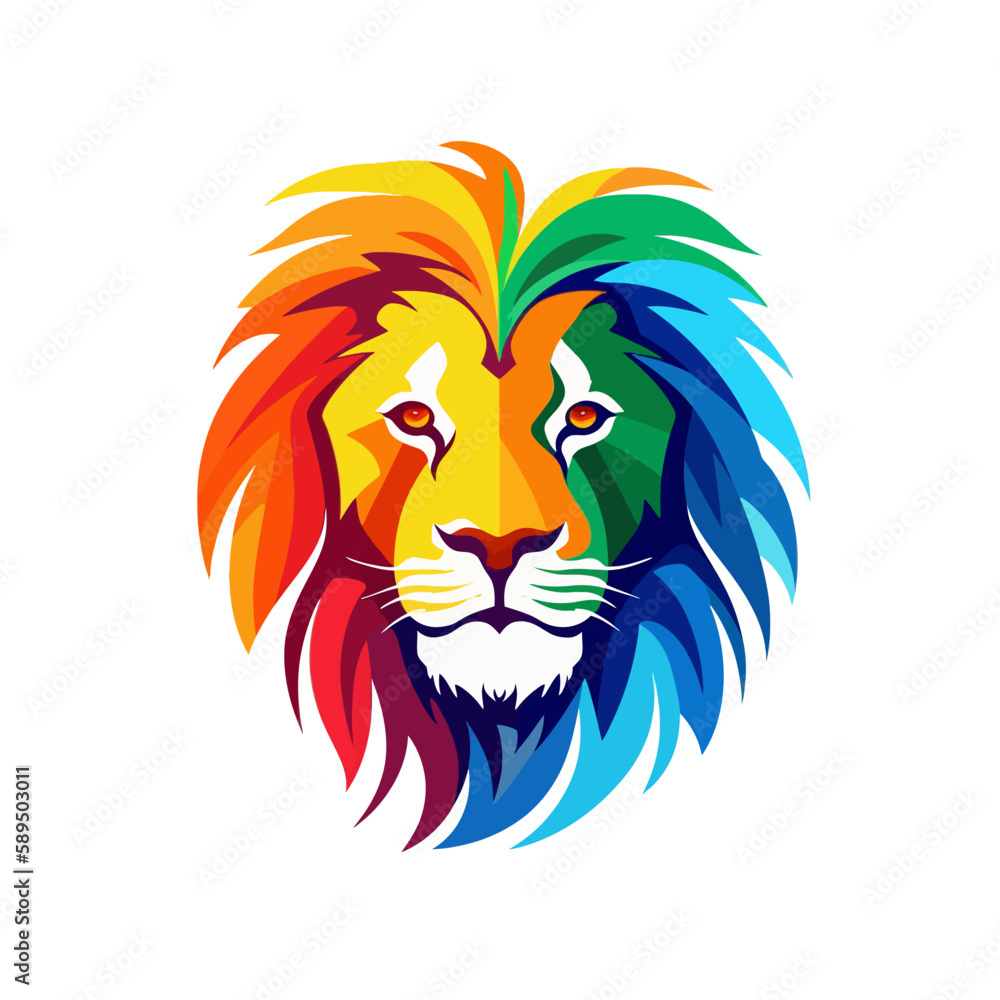 Lion head vector muti color lion head silhouette mascot Stock Vector