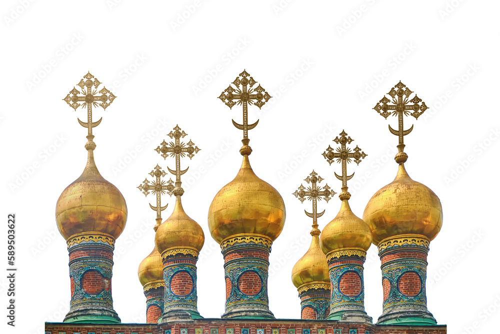 Obraz premium Cathedral of the Savior of the Holy Face - miraculous Image (Verkhospassky, Spas behind the Golden lattice, Spassky), isolated on a white background