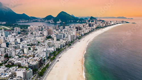 Aerial of Leblon beach, Rio de Janeiro, Brazil photo