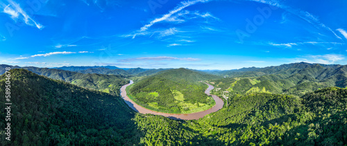 Aerial of the Iguape River Forest South-East Reserves, UNESCO World Heritage Site, Alto Ribeira Touristic State Park, Sao Paulo State, Brazil photo